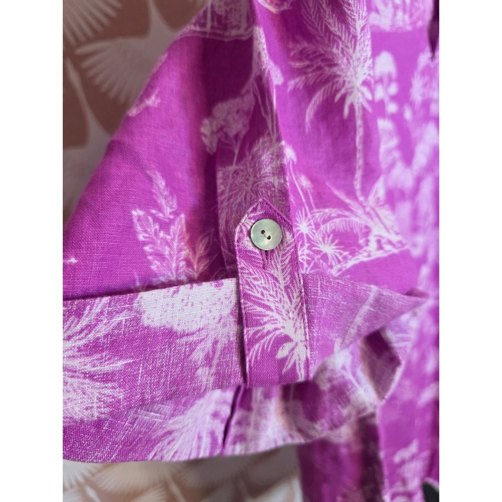 J. Jill Love Linen Purple Tropical Toile Tunic Dress 2X Plus Lilac Pockets - Picture 4 of 8